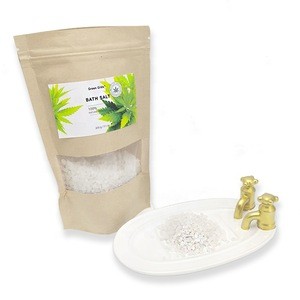 200G pure vegan mineral private label spa hemp organic floral ziplock bath salts salt organic paper bag natural crystal gift