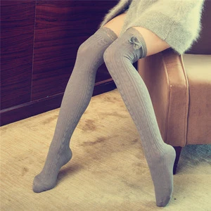 2016 Wool over knee pure color cotton bow leg warmers