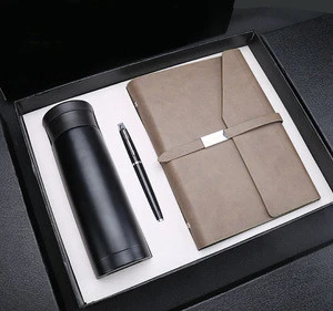 2018 Creative Leather Notebook Insulated Mug Pen Corporate Gift Set