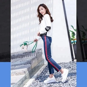 2018 Hot selling high waisted fashion ladies women jeans