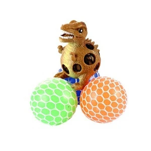 2018 new amazon Hot Selling Cool Stress Relief Squeeze TPR Ball Dinosaur Mesh Toy for Kids and Adult gifts Dinosaur squeeze ball