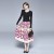 Import 2019 Sweet air printed and spliced knitted dress new round neck long sleeve hollow pleated skirt from China