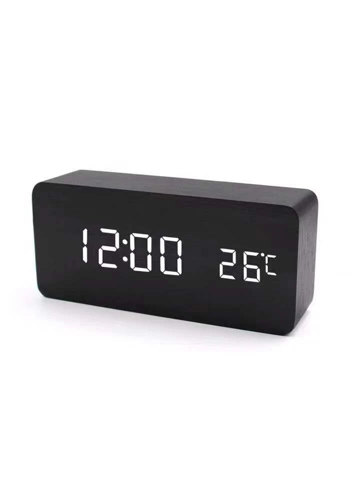 2020 Hot Sale Wooden Designer Table  Alarm Clock With LED Calendar Time Numeral And Temperature