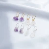 2020 New design gold knot hoop with purple amethyst semi- precious chip stud earrings for natural stone jewelry