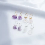 2020 New design gold knot hoop with purple amethyst semi- precious chip stud earrings for natural stone jewelry