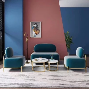 2020 new design stainless steel metal frame fabric velvet living room sofa