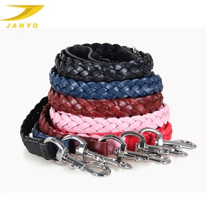 2020 New popular fashion personalised 5color leather braided rope dog leather leash