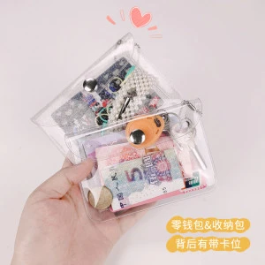 2020 pvc fashion plain clear wallet women small keychain mini transparent coin purse for kids girls backpack