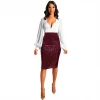 2020 Summer Sequin Skirts Women Straight Knee Length Glitter Pencil Skirt WNY K8699