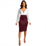 2020 Summer Sequin Skirts Women Straight Knee Length Glitter Pencil Skirt WNY K8699