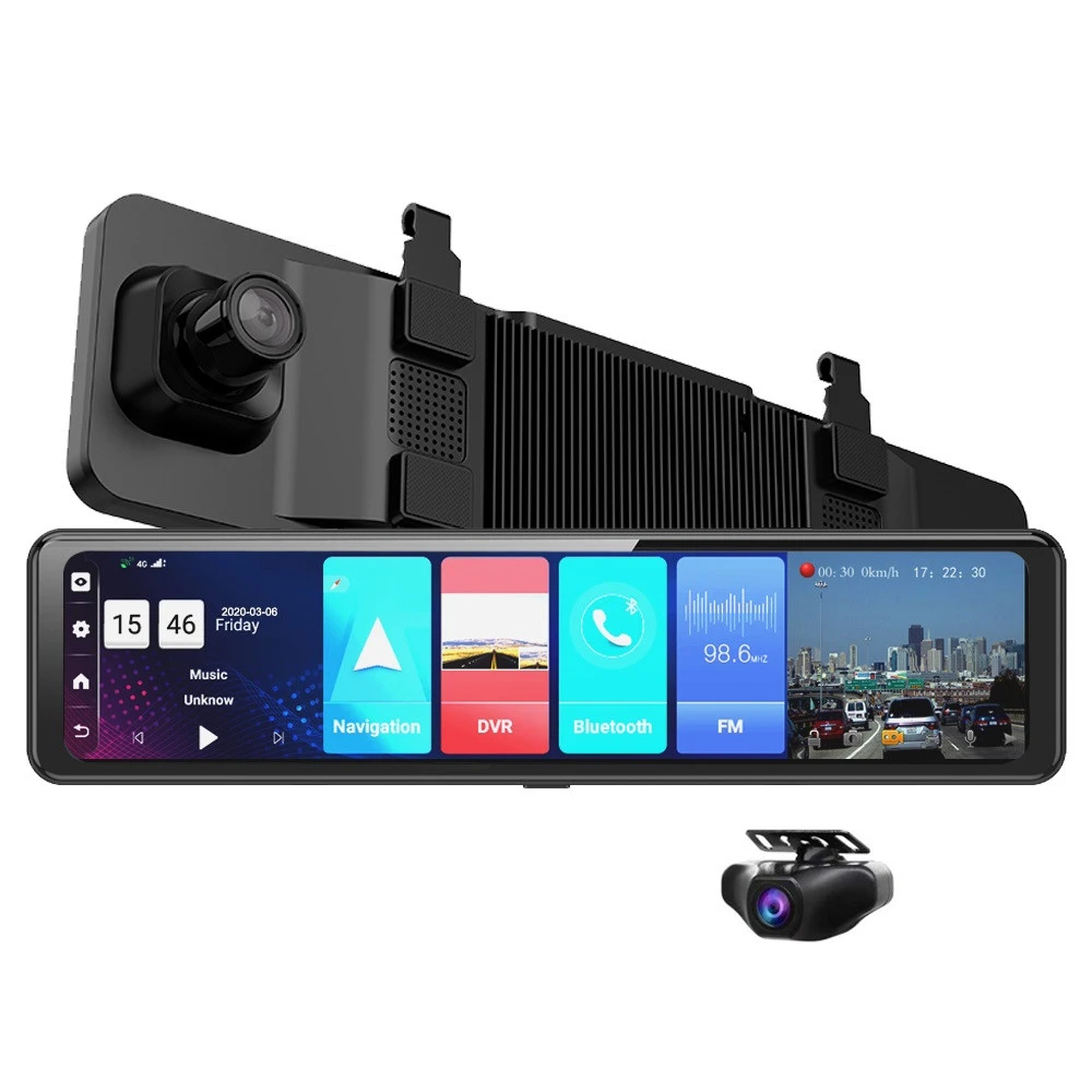 2020 Wifi 4G Dash Cam Dual Lens Video Recorder ADAS GPS Navi HD 1080P Touch Screen Rearview Car Mirror Camera