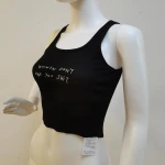 2021 Embroidery Women Chic Sleeveless Activity Tank Tops Casual Street Style Skinny Slim Crop Tops Vest