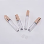 2021 Hot sale low moq glitter printed empty cosmetic packaging with brush 5ml lip gloss tubes