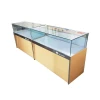 2021 new design wood grain showcase glass cell mobile phone display cabinet