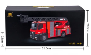 2021 New Huina 1561 561 1:14 Simulation Remote Control Fire Fighting Car Toy Truck Ladder With Water Spray vs huina 1580 580