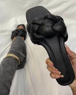 2021 New Style Sponge Sandals Summer Cheap Slippers Hot Sale Twist Weaving Fashion Low MOQ Ladies Casual Slides