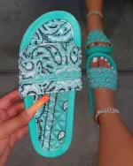 2021 new womens shoes flat shoes casual sandals printed satin plus size womens slippers