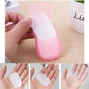 20pcs Outdoor Travel Soap Scented Slice Sheets Paper Washing Hand Bath Clean Wash Care With Case For Camping Hiking