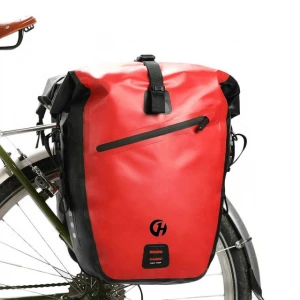 25L waterproof bike bag pack Extensible Bicycle Saddle Panniers Bag for Riding Cycling