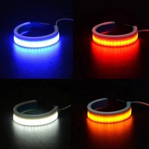 2pcs White/Red/Amber/Blur LED Motorcycle Shock Absorber Flexible PVC Strip Light Decoration Turn Signals Ring Light