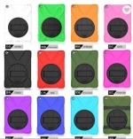 3 in 1 Silicone Case for iPad Pro 9.7 inch Air 3 Mini 5 4 Kickstand Anti-shock with Hand Strap Tablet Cover for Samsung Tab S3 A