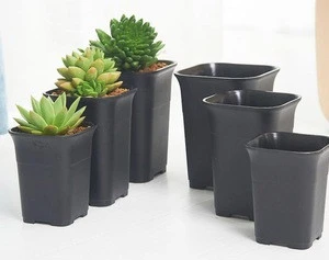3 size option square nursery plastic flower pot for indoor home desk, bedside or floor, and outdoor yard,lawn or garden planting