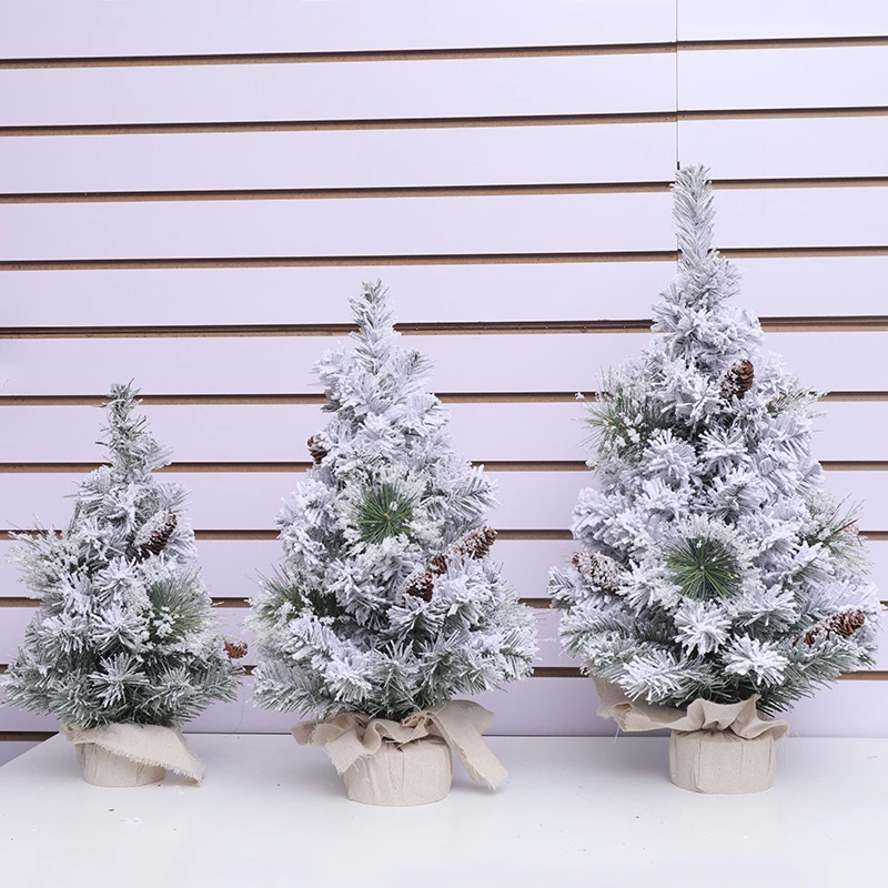30cm Mini Christmas Trees, Small Desk Decoration Pine Tree With Snow Christmas Gift