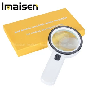 30X Portable High Power Handheld Magnifying Glass with Led Light, Double Glass Lens Jumbo illuminated Magnifier Glasses