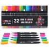 32 Colors Drawing Dual Brush Pen colorful Double Tip Marker Pen with Brush Tip and Fine Tip