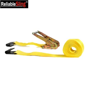 4 Inch Yellow Heavy Duty Cargo Tie Down Straps with Ratchet Buckle