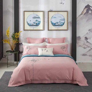4 Pcs Cotton Sanded Fabric Luxury Bedding Sets Embroidery Duvet Cover Set Thick And Soft Let You Put It Down Customized