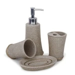 4 Sets Sandstone resin bathroom set Toothbrush Holder, Mouth Cup, soap Dish Lotion Bottle