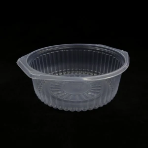 4000ml Disposable Large Round Translucent PP Plastic Food Container With Wave Pattern For Cold and Hot Food 100 PCS/CTN