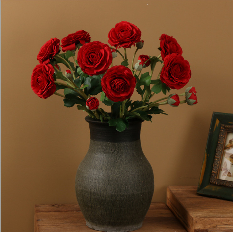 Buy 5 Brabches 10 Flower-head Camellia Bulk Artificial Silk Rose ...