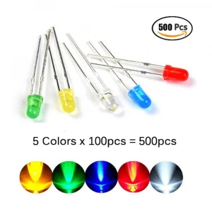 500Pcs/lot 3MM LED Diode Assorted Kit Mixed Color Red Green Yellow Blue White 5color each 100pcs diy led diode kit leds set