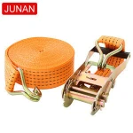 6m 38mm 2T polyester cargo lashing belt  ratchet car  tie down strap with  steel ratchet buckle