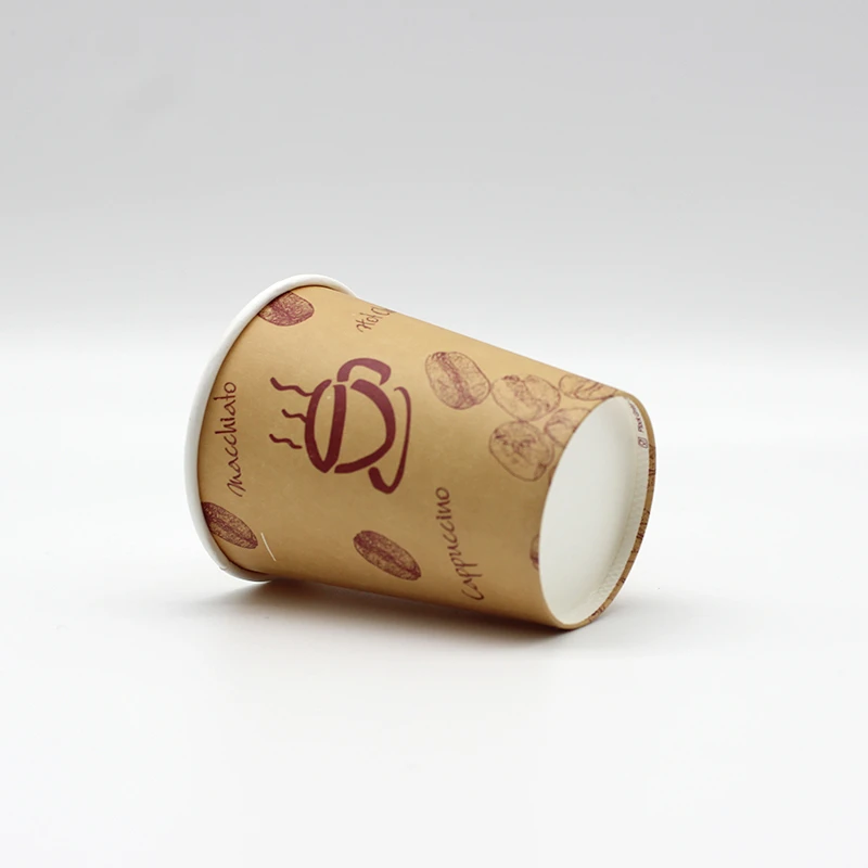 8oz 100% Compostable Take-away Nature Printed Single Wall PE Coffee Disposable Paper Cups