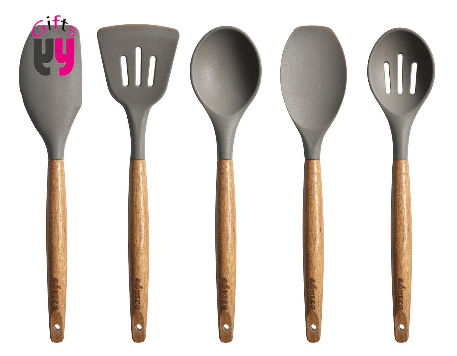 9 pieces Non-stick Wooden handle silicone kitchen accessories, silicone kitchen utensils, cooking tools set