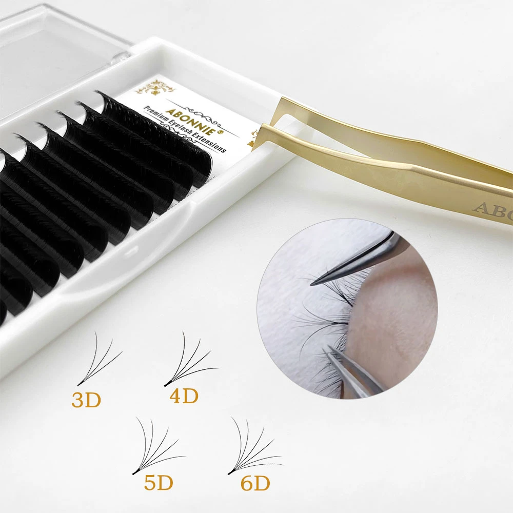 Abonnie private label russian mega easy fan cashmere volume eyelash extensions tray russian volume lash extension easy fanning