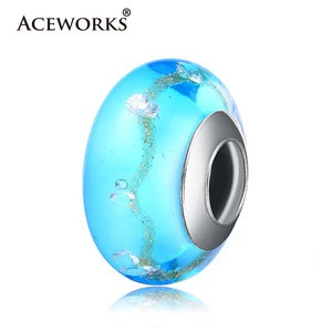 ACEWORKS Fashion Italy Glass Murano Beads with 925 Sterling Silver Core