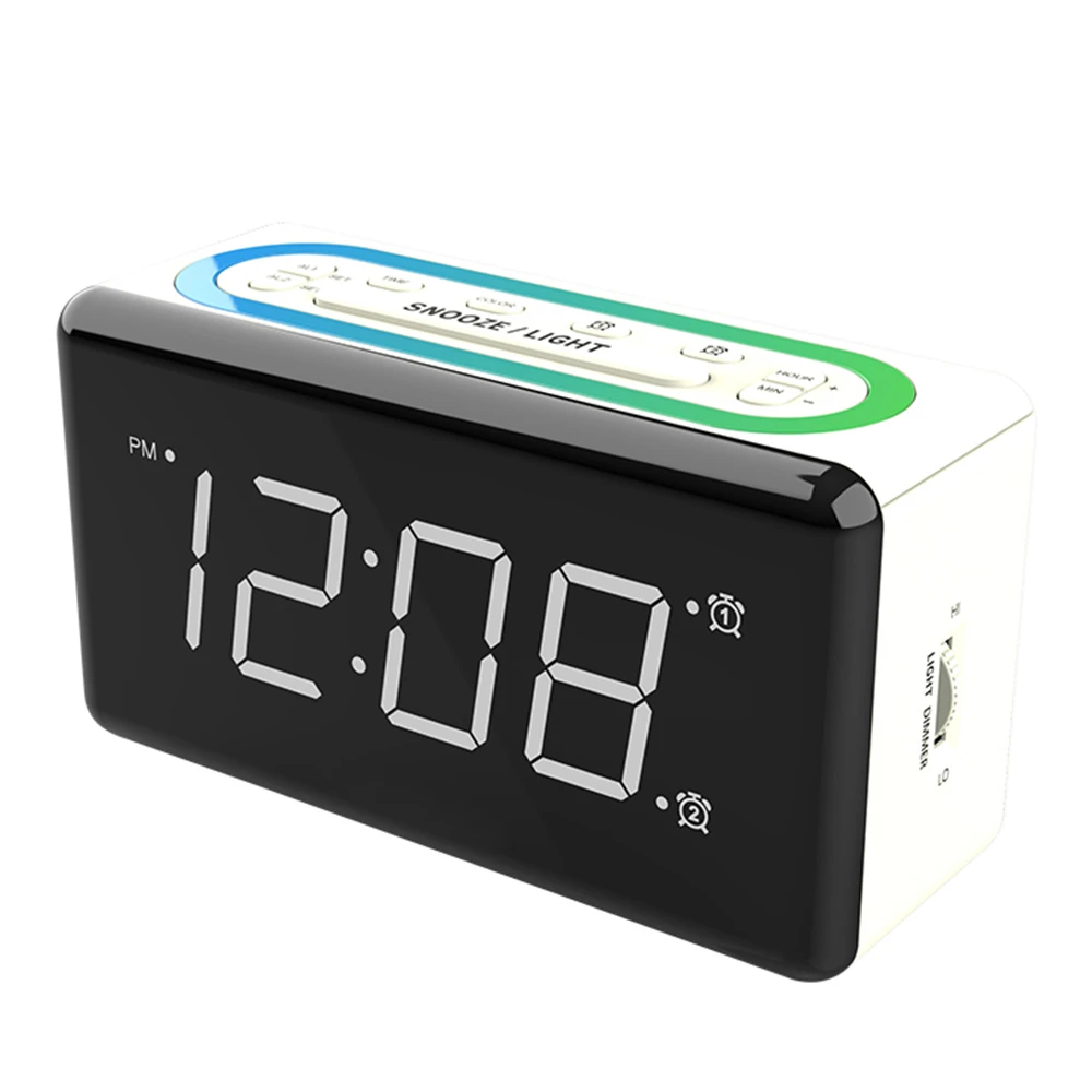 Amazon Hot Sale Digital Snooze Function Dual Alarm 7 Color Changing Digital Alarm Clock With USB Charger Adjustable Brightness