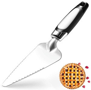 Amazon Hot Selling Stainless Steel Serrated on Both Sides Comfortable Handle Pie Server Spatula Cheesecake Cake Shovel