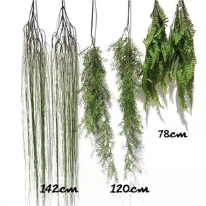 Anti-UV plastic hanging artificial plants hanging geenery  hanging grass artificial for wall decor