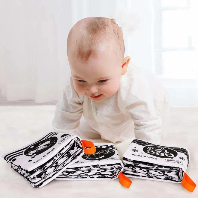 Baby Cloth Book Infants Early Education Toys Black and White set of 3