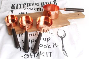 Baking tools Rose Gold Color with  Wooden Handle  8pcs Stainless Steel Measuring Cups and Spoons Set