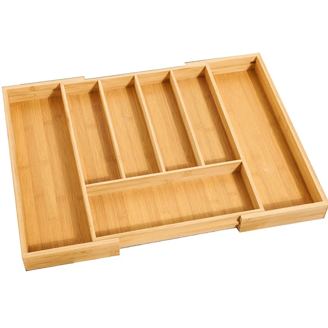 Bamboo Expandable Kitchen Drawer Organizer Cutlery Tray