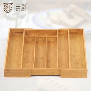 Bamboo utensil cutlery flatware silverware storage organizer drawer tray