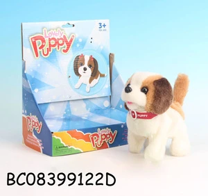 Battery operated plush puppy walking and barking dog toy