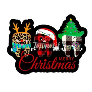 Beautiful tooth motif Merry Christmas holiday decoration heat transfer printing