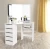 Import Bedroom furniture white corner curved dressing table dressing table with 5 drawers 3 mirror and stool dressing table from China